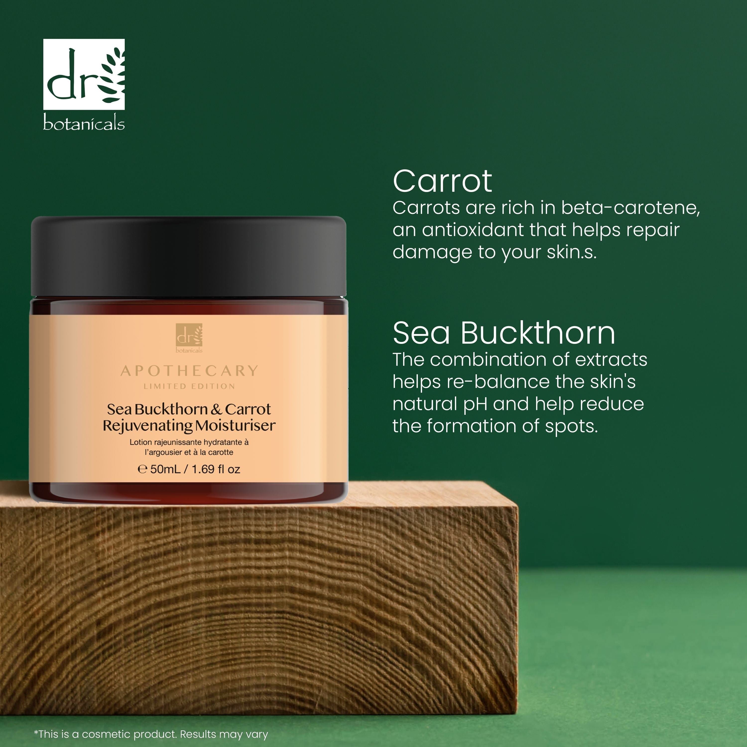 Dr Botanicals Sea Buckthorn & Carrot Rejuvenating Moisturiser 50ml Twin Value Savings Pack - skinChemists
