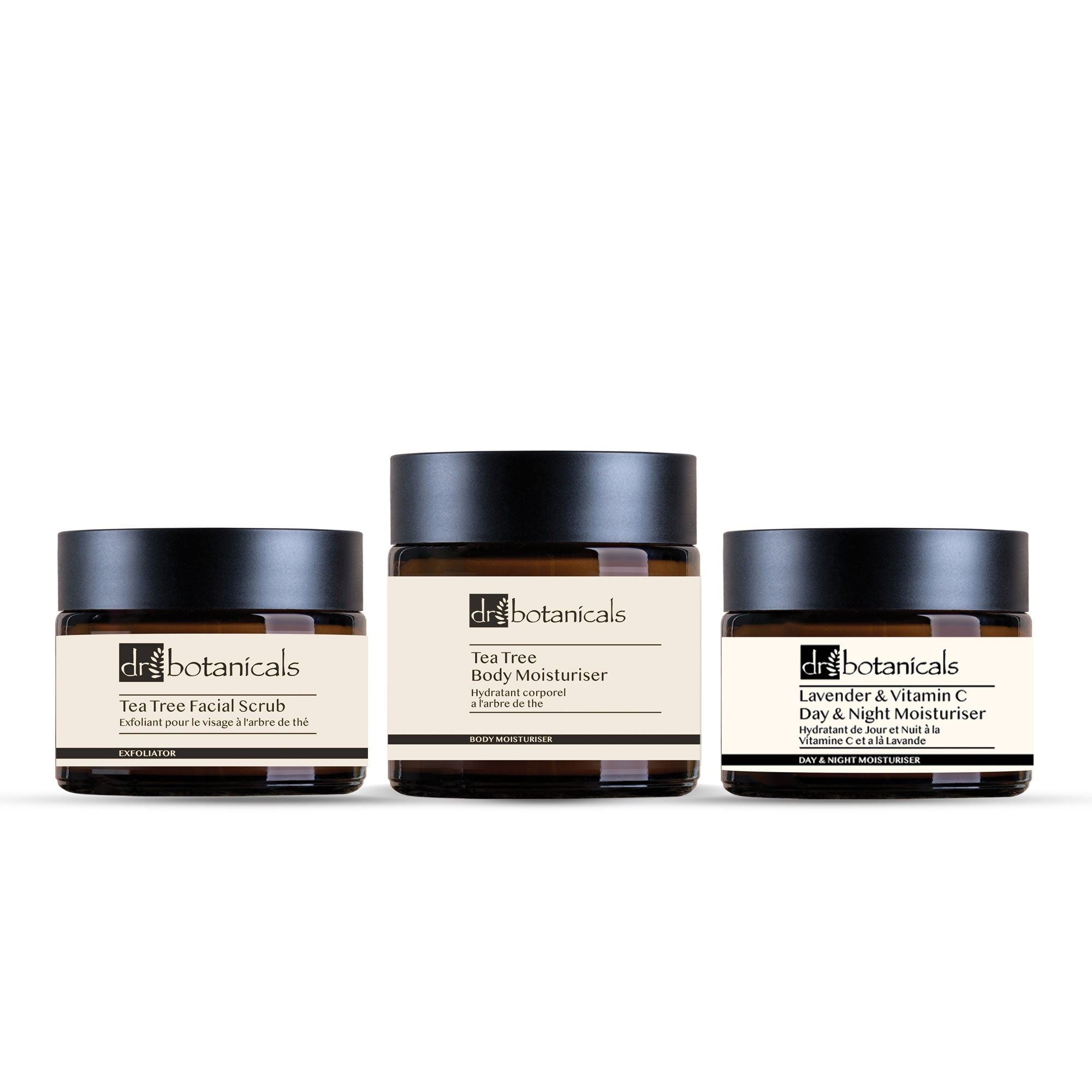 Tea Tree Facial Scrub Lavender & Vitamin C Day & Night Moisturiser Tea Tree Body Moisturiser - skinChemists