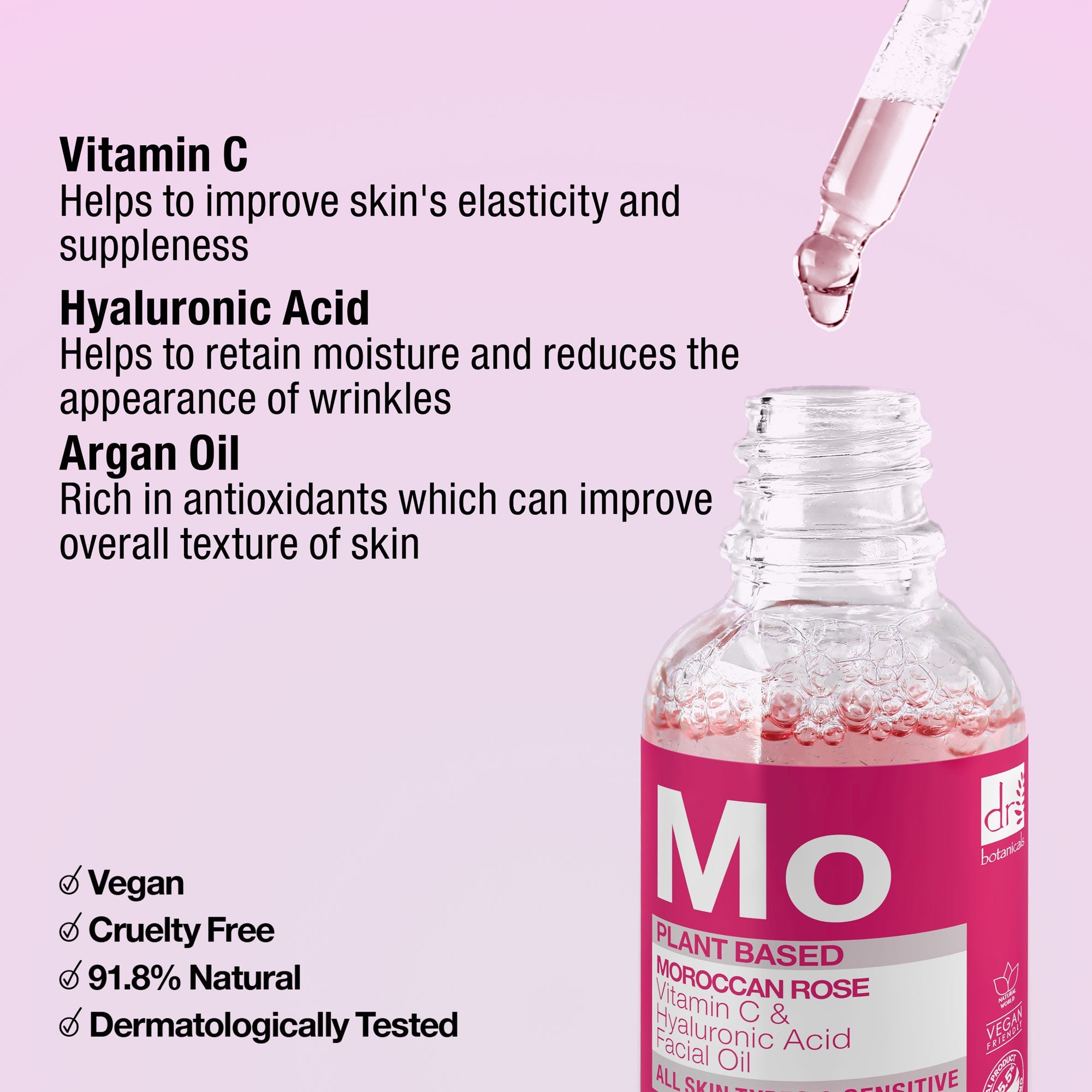 Moroccan Rose Facial Oil with Hyaluronic Acid & Vitamin C 15ml + 30ml - skinChemists