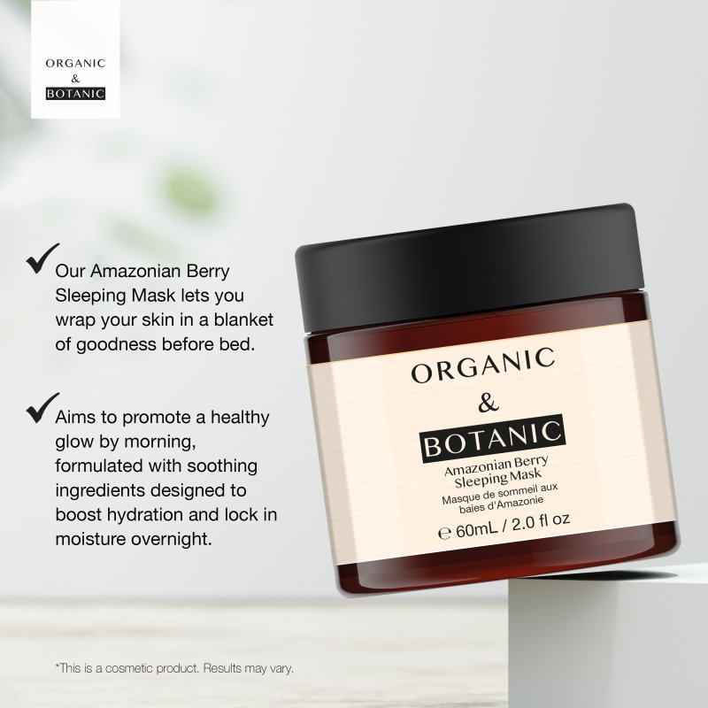 Amazonian Berry Overnight Sleeping Mask - 60ml - Deeply Hydrating, Brightening, & Revitalizing with Vitamin C & Plant Extracts for Radiant Skin - skinChemists