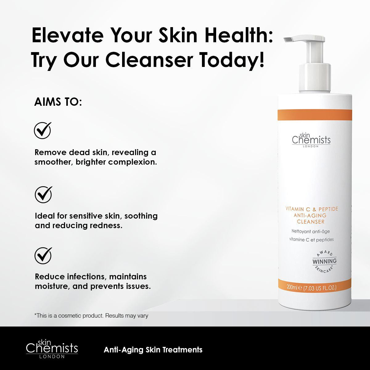 skinChemists Vitamin C & Peptide Cleanser 200ml Twin Value Savings Pack - skinChemists