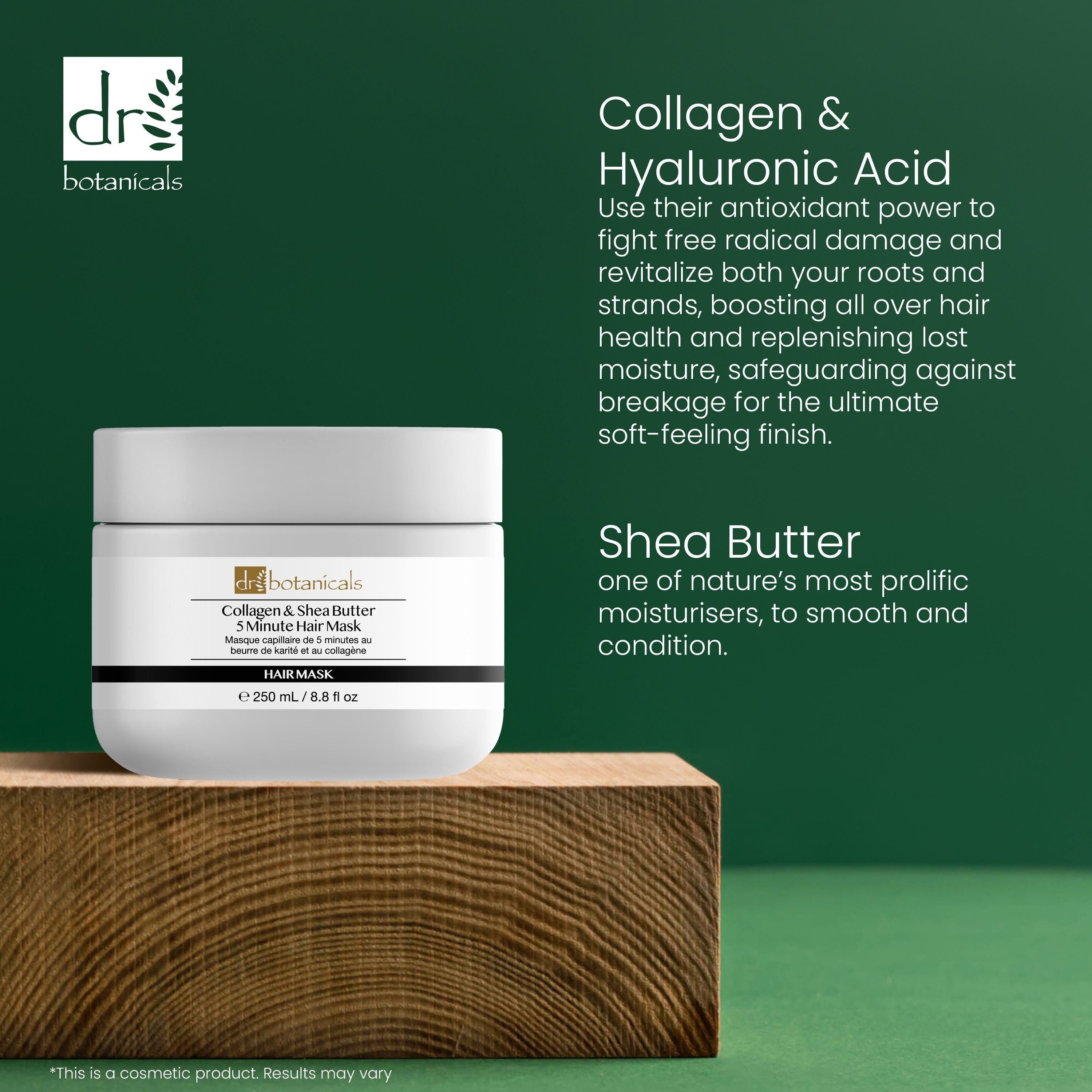 Dr Botanicals Collagen & Shea Butter 5 Minute Hair Mask 250ml Twin Value Savings Pack - skinChemists
