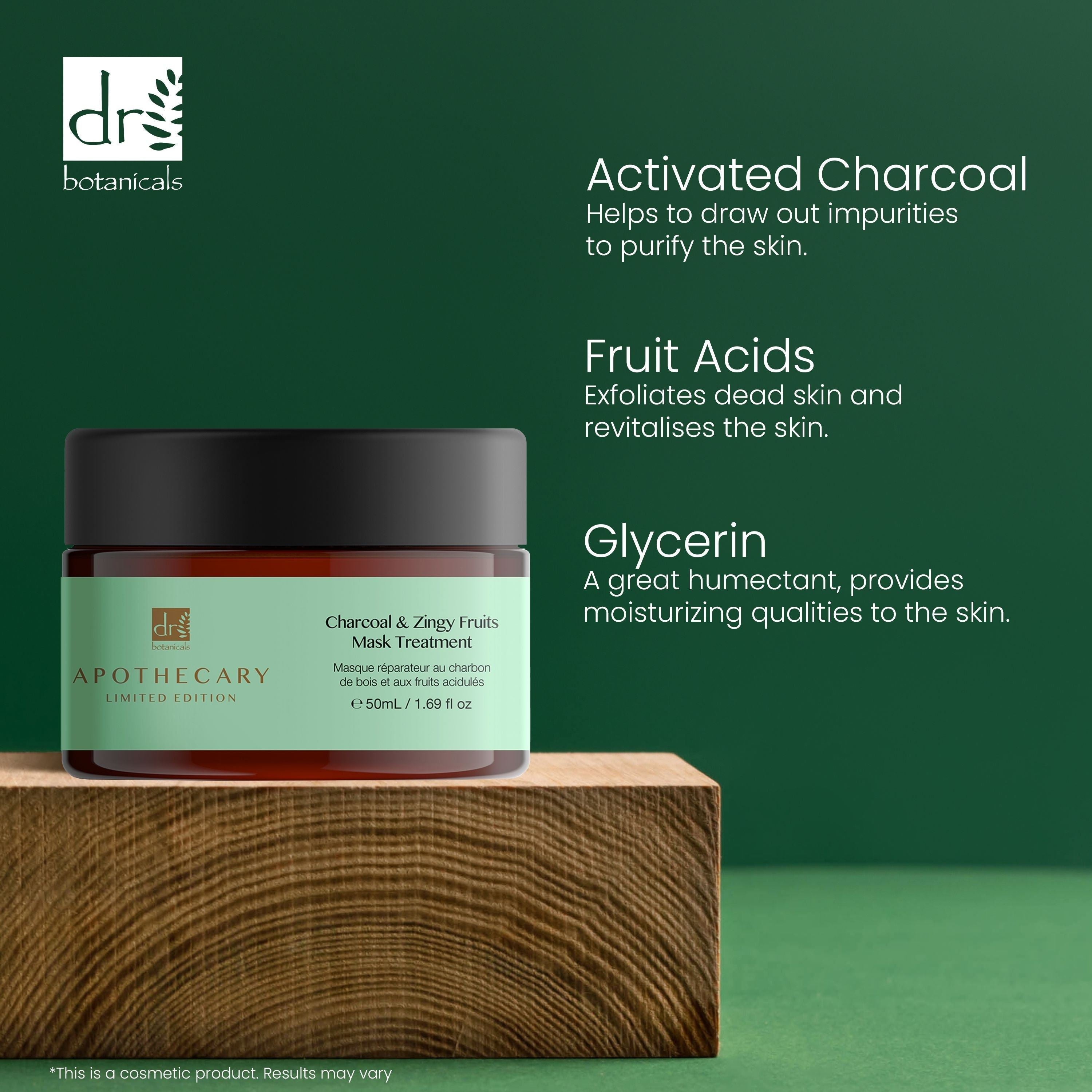 Dr Botanicals Charcoal & Zingy Fruits Treatment Mask 50ml Twin Value Savings Pack - skinChemists