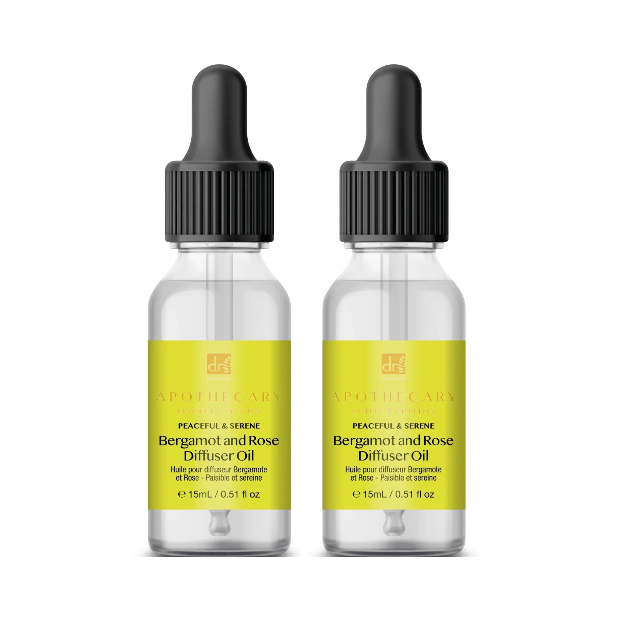 Dr Botanicals Peaceful & Serene Bergamot & Rose Diffuser Oil 15ml Twin Value Savings Pack - skinChemists