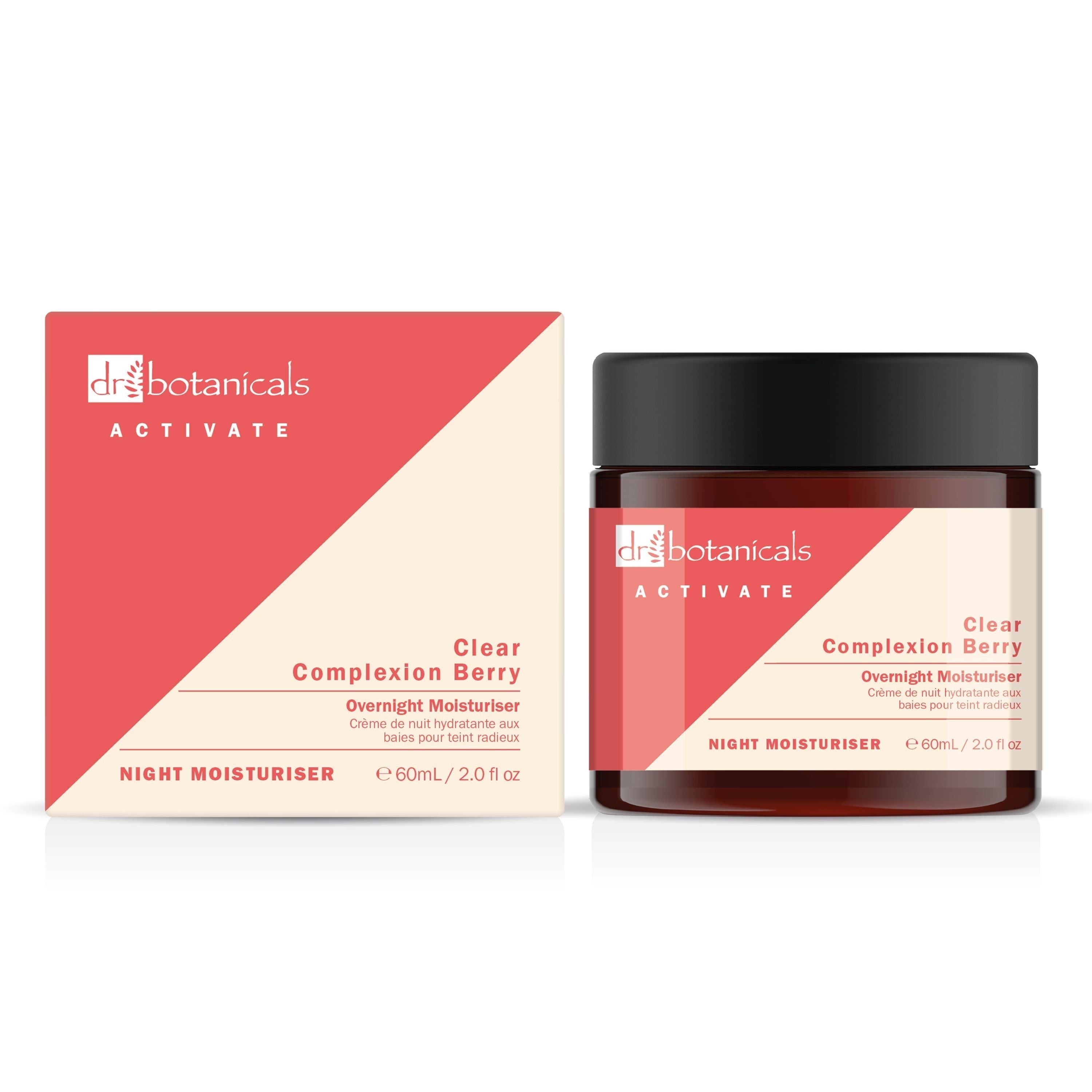 Dr Botanicals Activate Clear Complexion Berry Overnight Moisturiser 60ml Twin Value Savings Pack - skinChemists