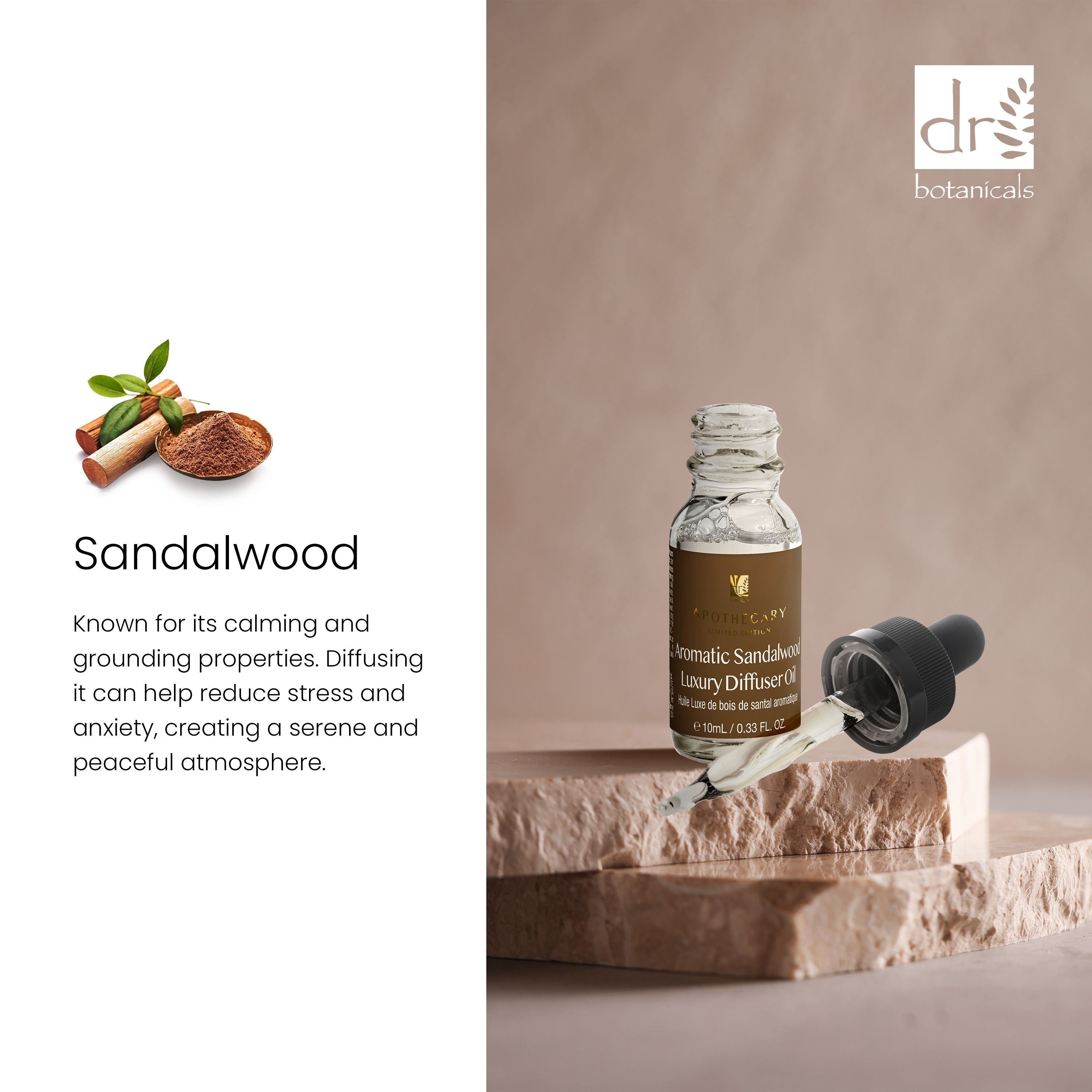 Dr Botanicals Aromatic Sandalwood Luxury Diffuser Oil 10ml Twin Value Savings Pack - skinChemists