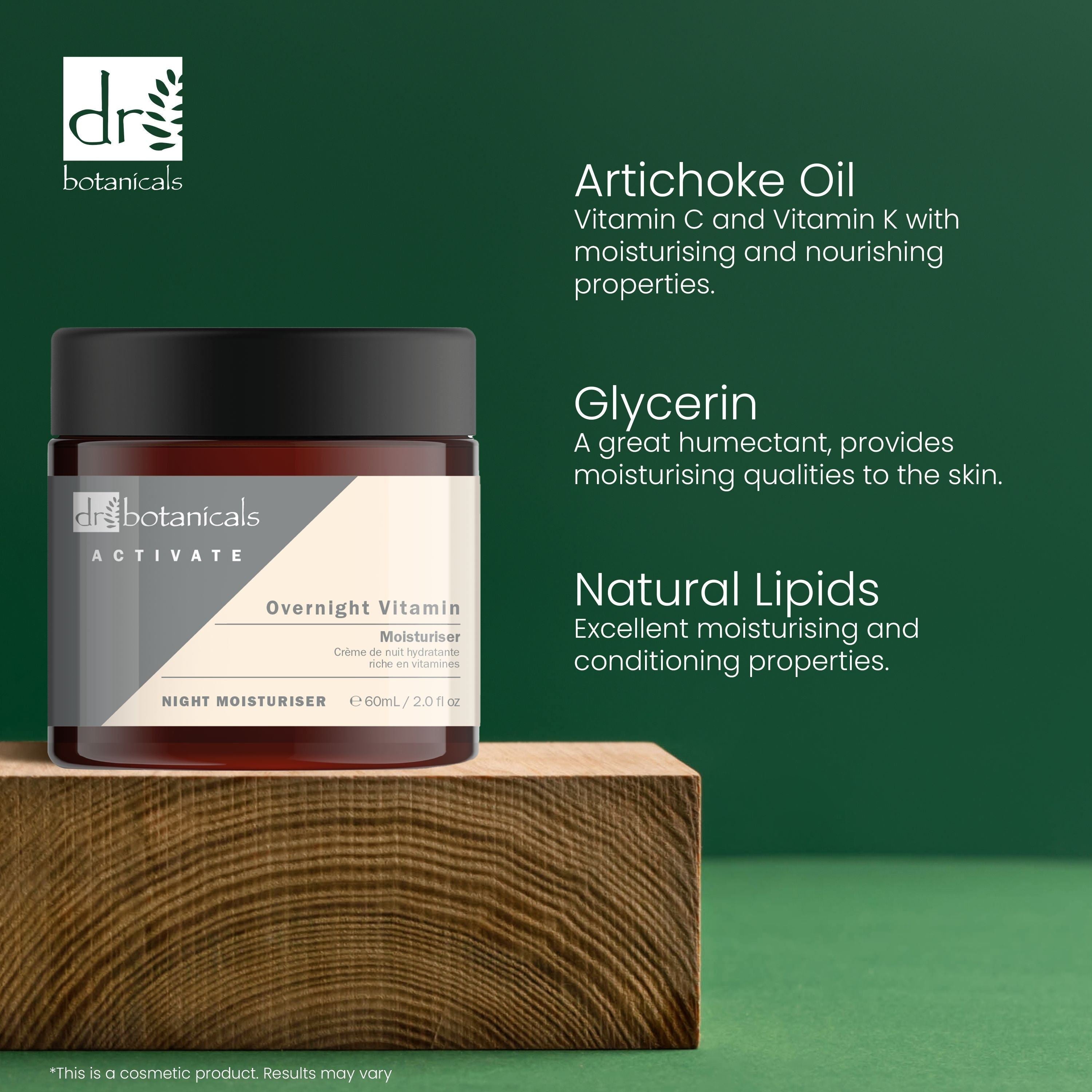 Dr Botanicals Activate Overnight Vitamin Moisturiser 60ml Twin Value Savings Pack - skinChemists