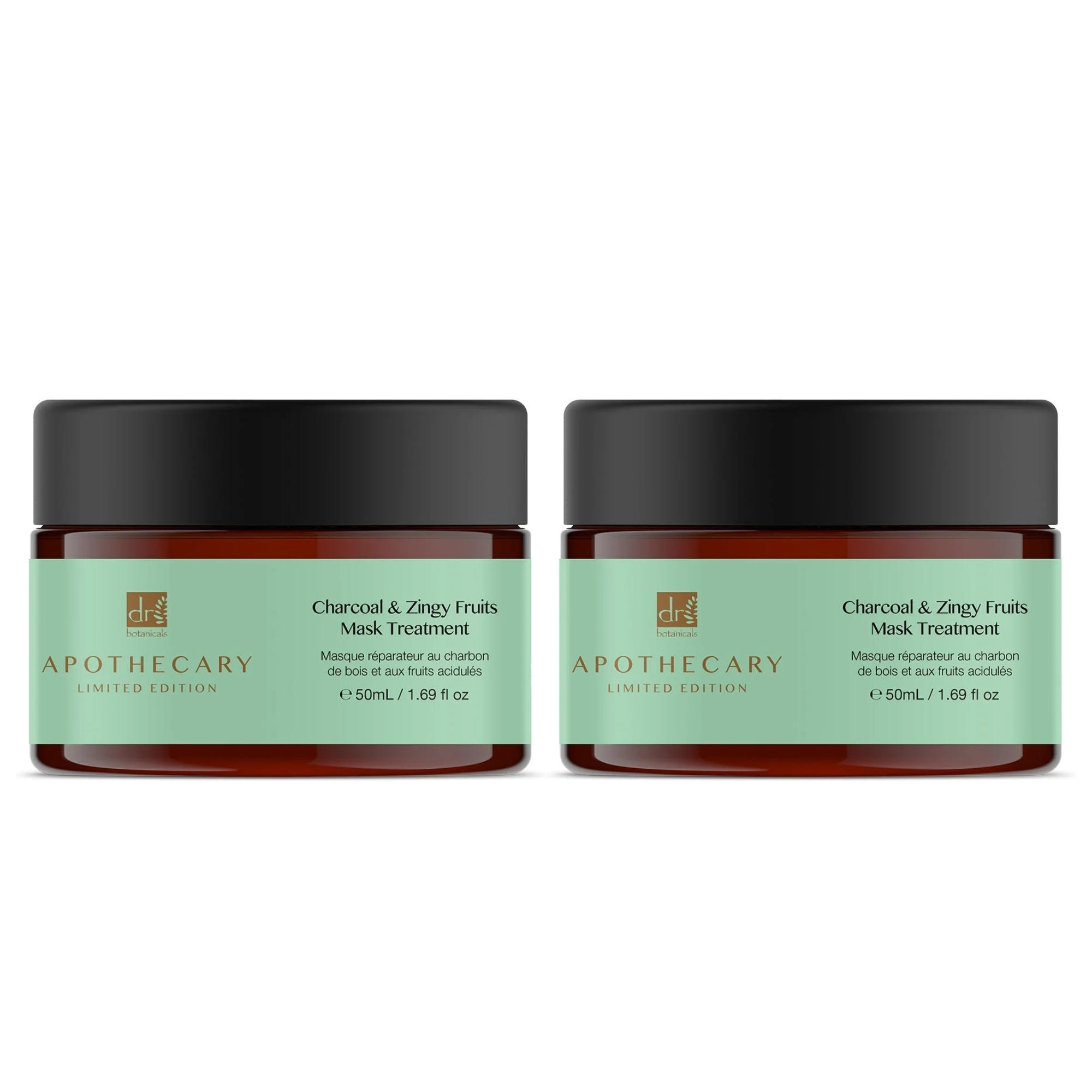 Dr Botanicals Charcoal & Zingy Fruits Treatment Mask 50ml Twin Value Savings Pack - skinChemists