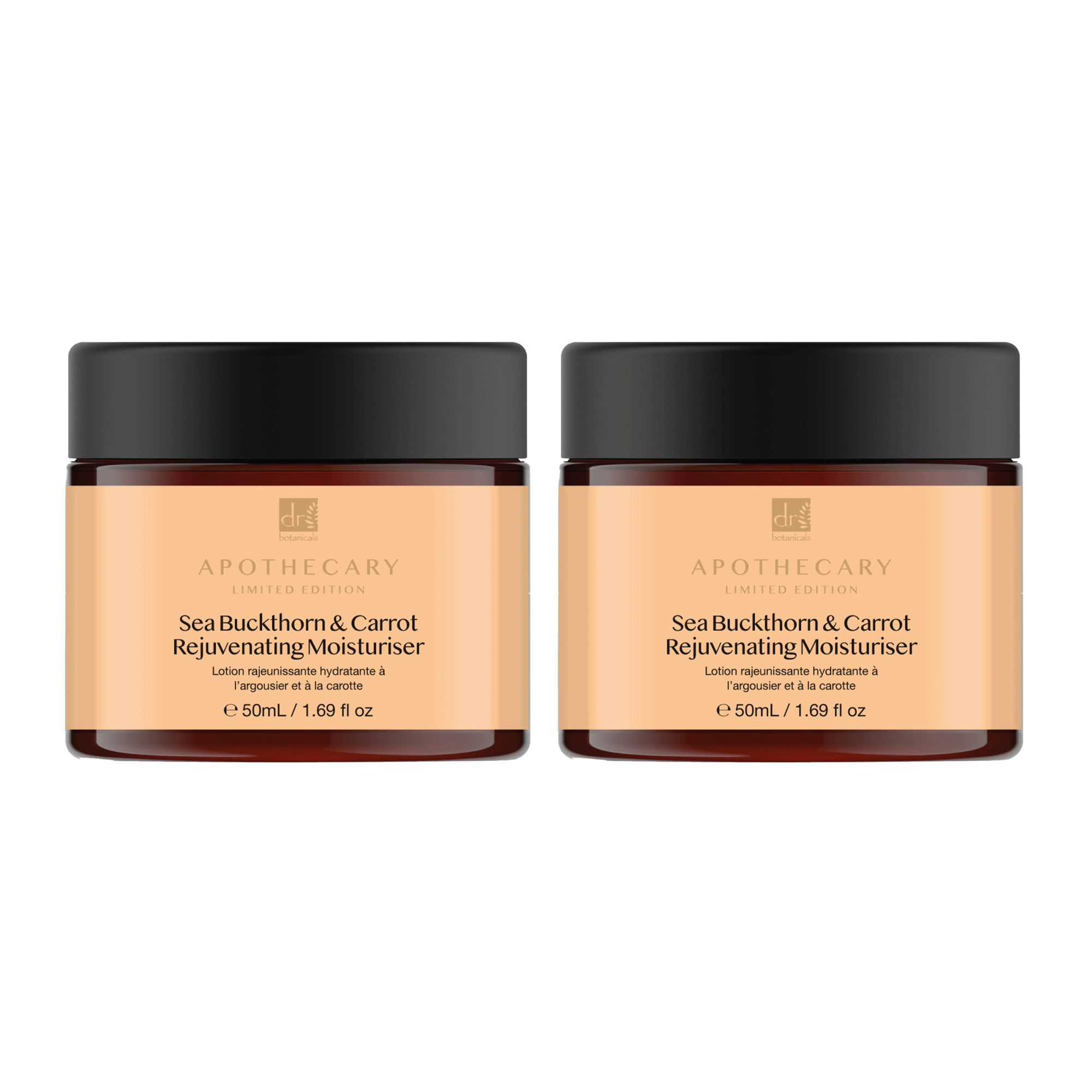 Dr Botanicals Sea Buckthorn & Carrot Rejuvenating Moisturiser 50ml Twin Value Savings Pack - skinChemists