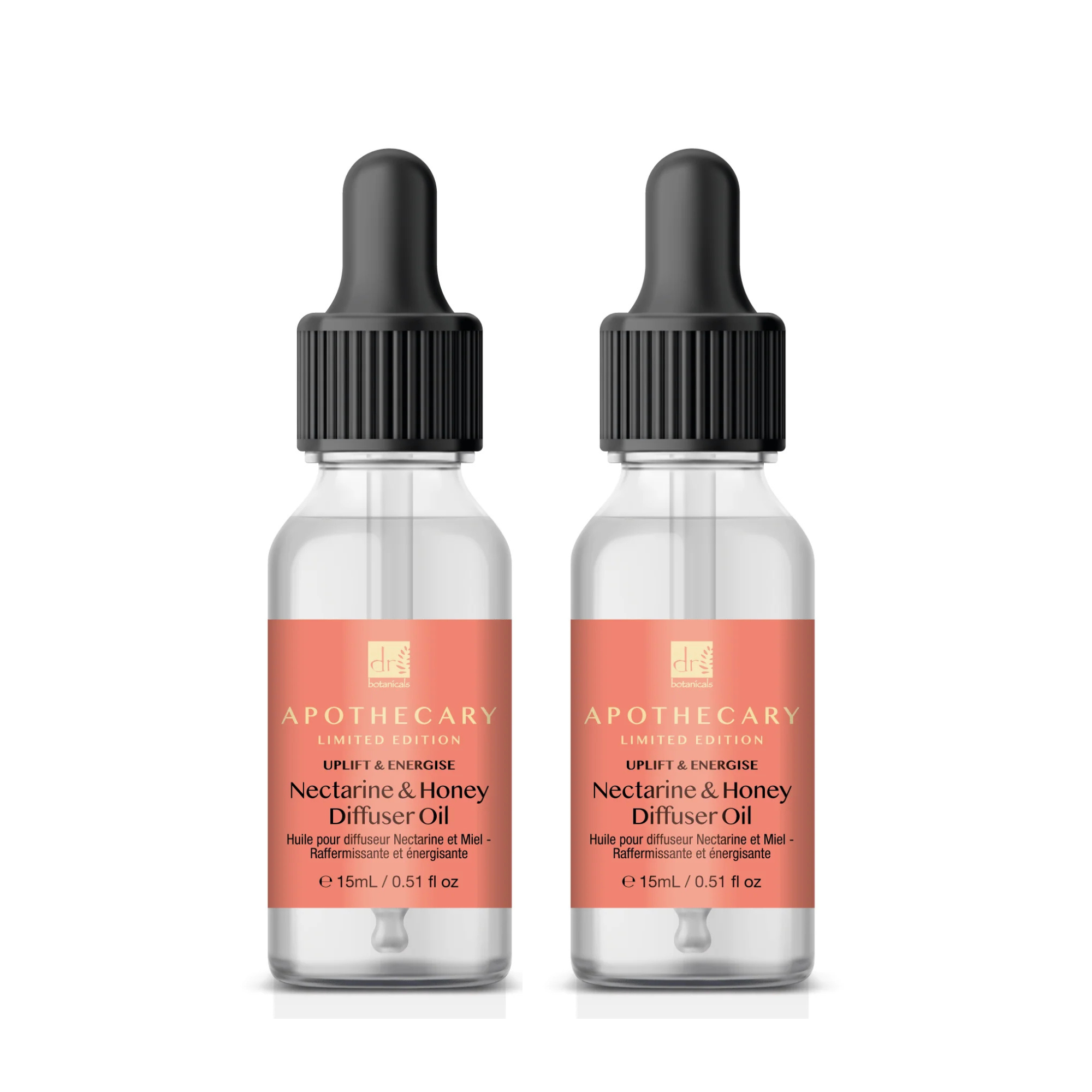 Dr Botanicals Uplift & Energise Nectarine & Honey Diffuser Oil 15ml Twin Value Savings Pack - skinChemists