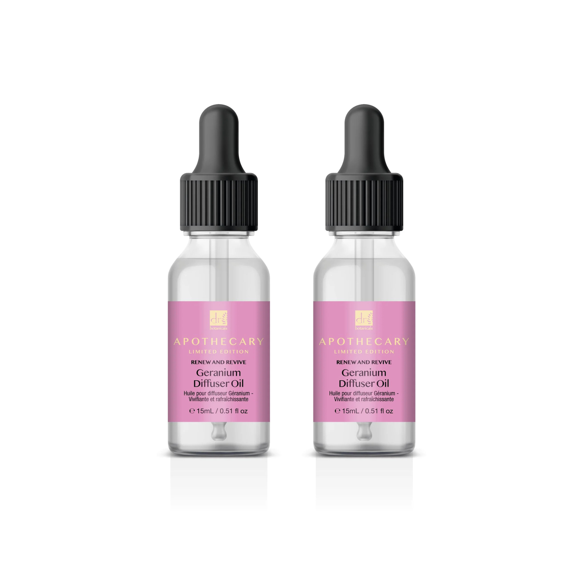 Dr Botanicals Renew & Revive Geranium Diffuser Oil 15ml Twin Value Savings Pack - skinChemists