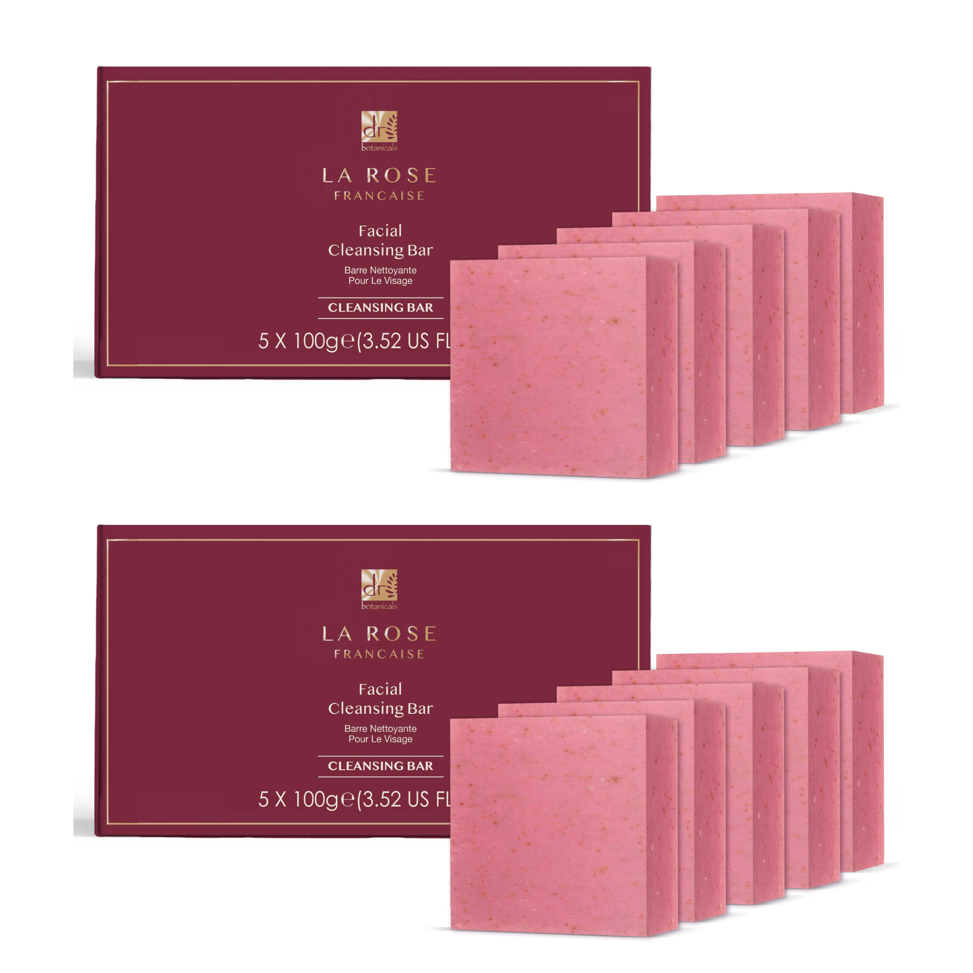 Dr Botanicals La Rose Française Facial Cleansing Bar (Pack of 5) 100g x 5 Twin Value Savings Pack - skinChemists