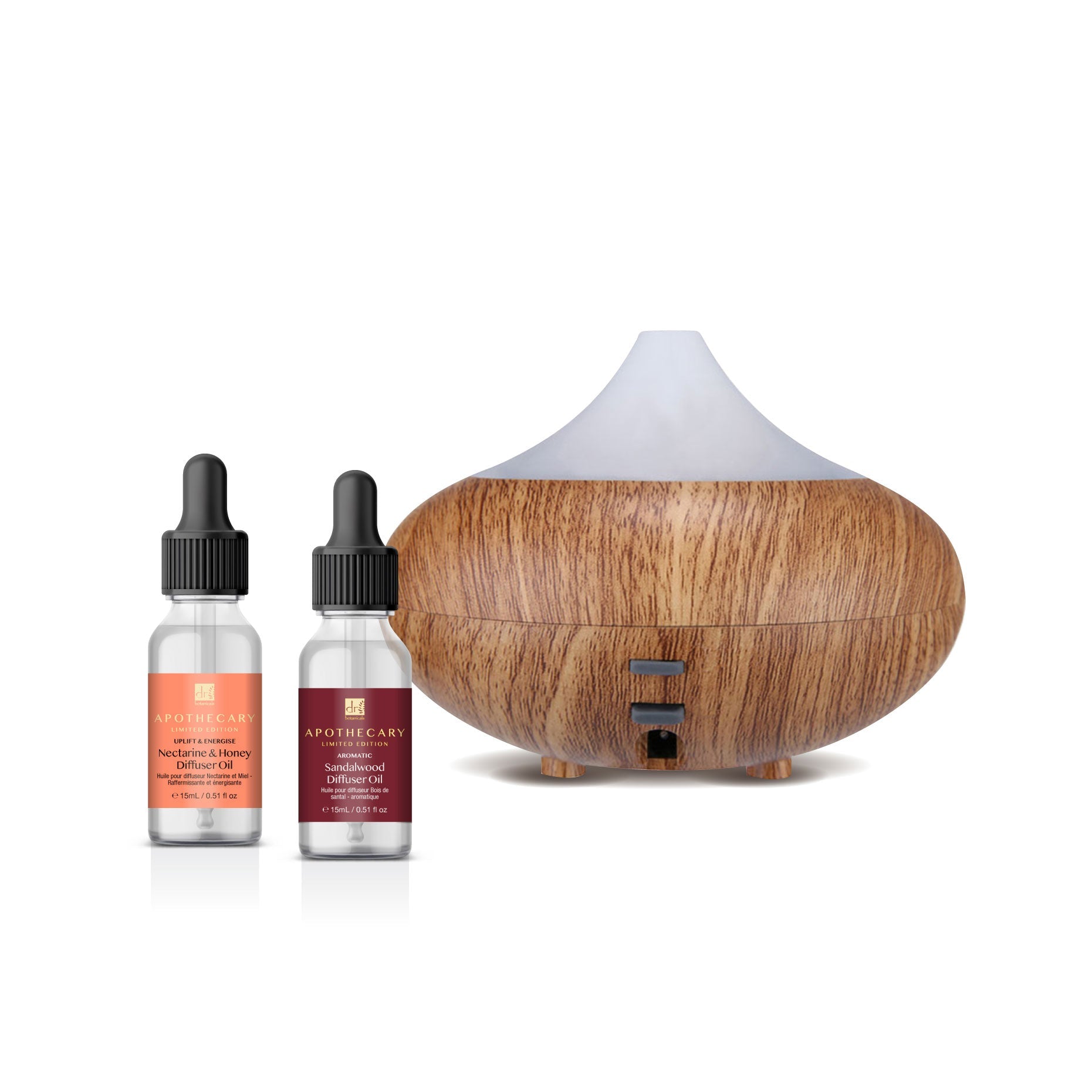 Wooden Aroma Diffuser + Oils Kit: Sandalwood, Nectarine & Honey - skinChemists