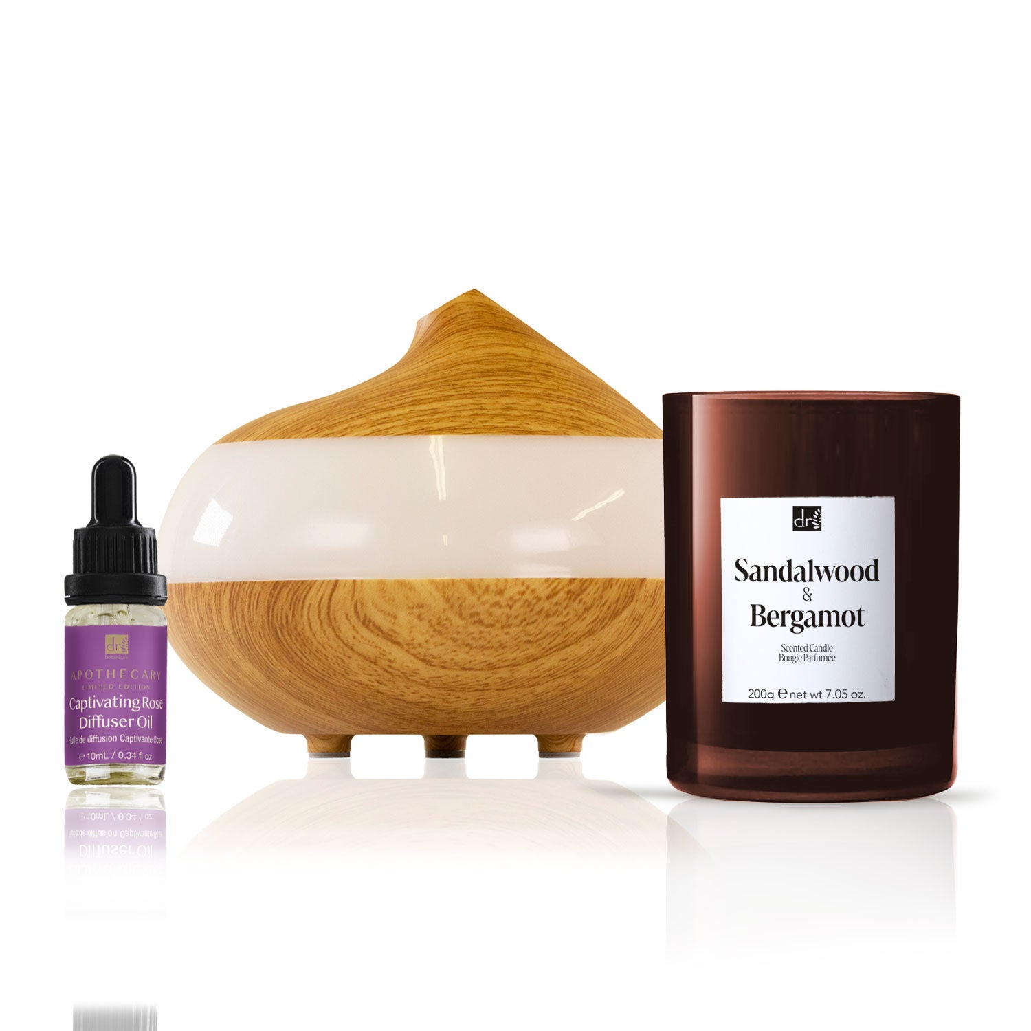 Dr Botanicals Christmas Relaxtion Rose Diffuser Kit with Sandalwood & Bergamot Candle - skinChemists