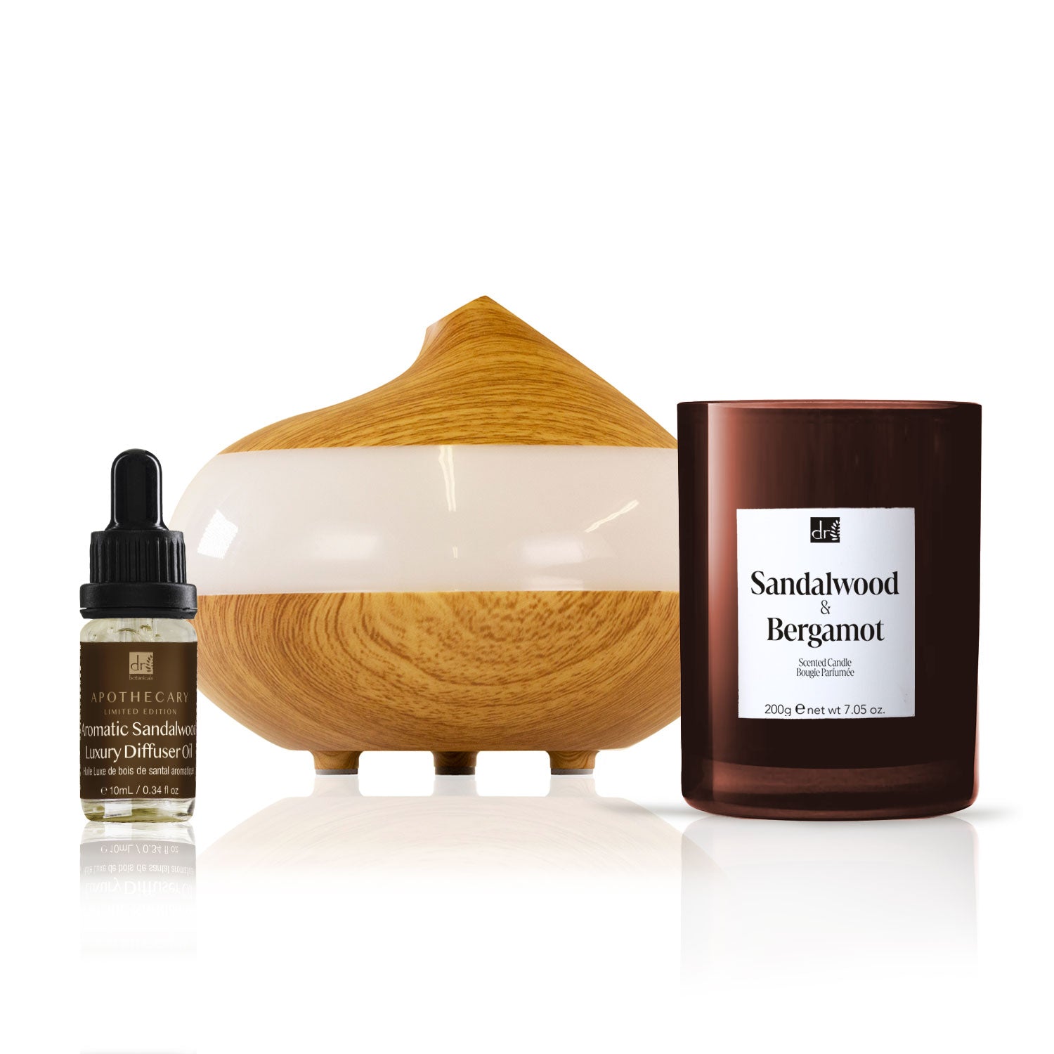 Dr Botanicals Christmas Relaxtion Sandalwood Diffuser Kit with Sandalwood & Bergamot Candle - skinChemists