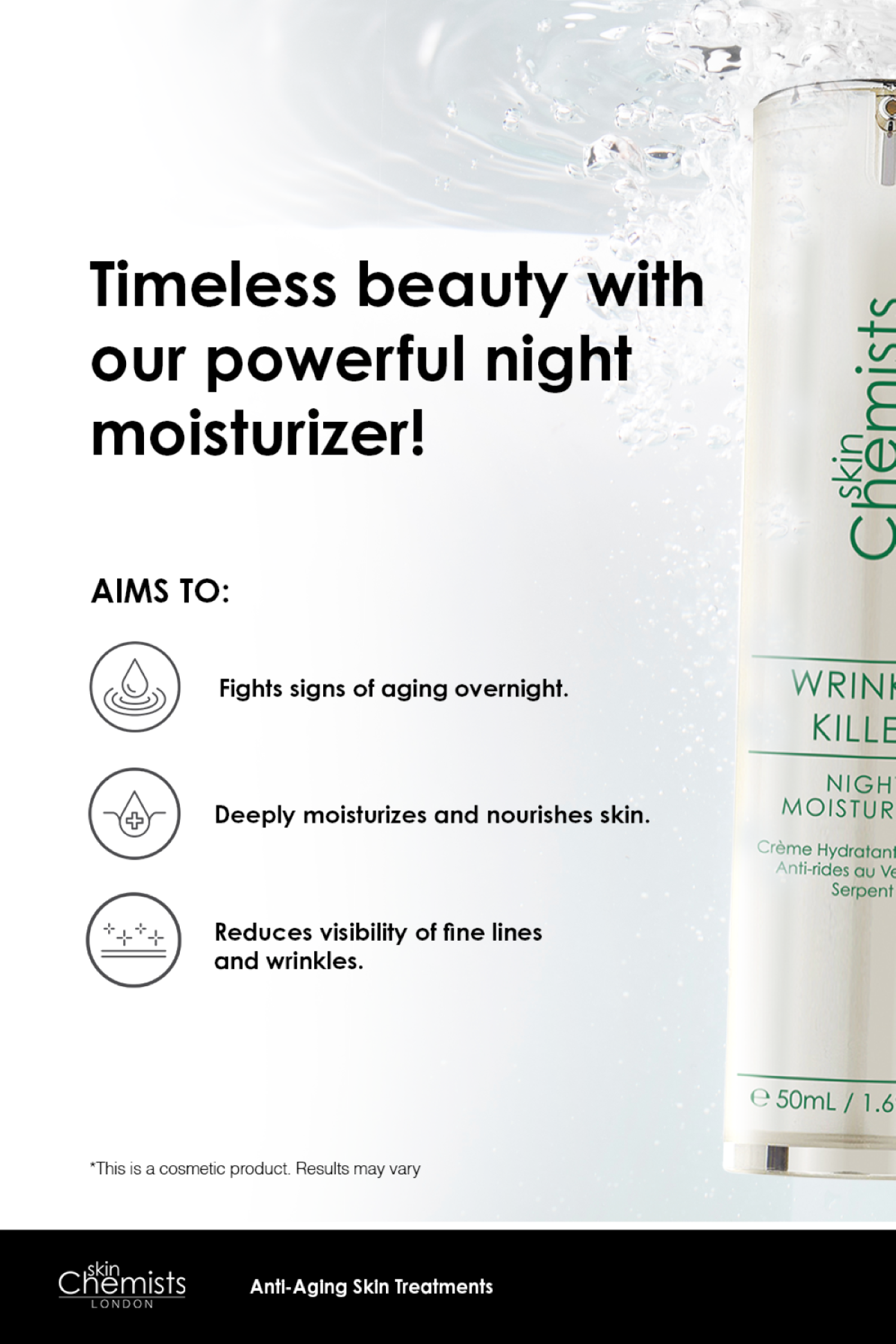 Wrinkle Killer 1% Syn-Ake Night Moisturiser 50ml - skinChemists