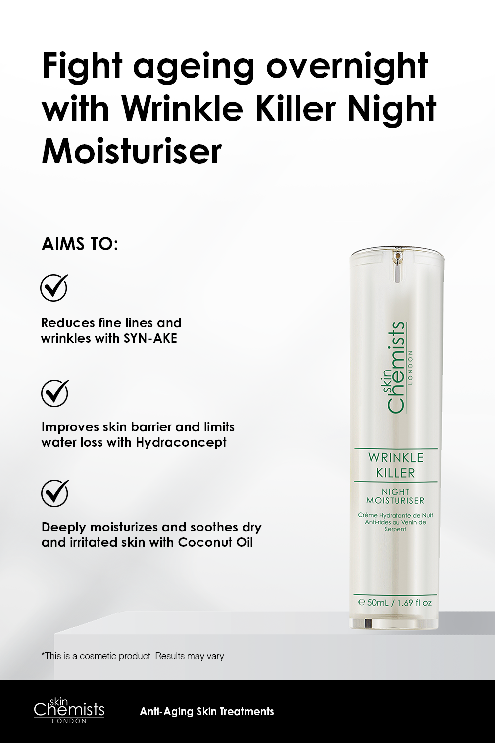 Wrinkle Killer 1% Syn-Ake Night Moisturiser 50ml - skinChemists