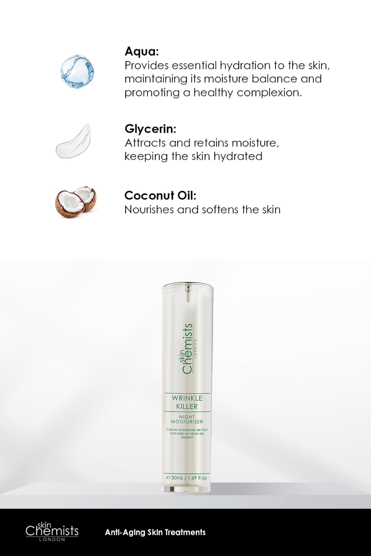 Wrinkle Killer 1% Syn-Ake Night Moisturiser 50ml - skinChemists