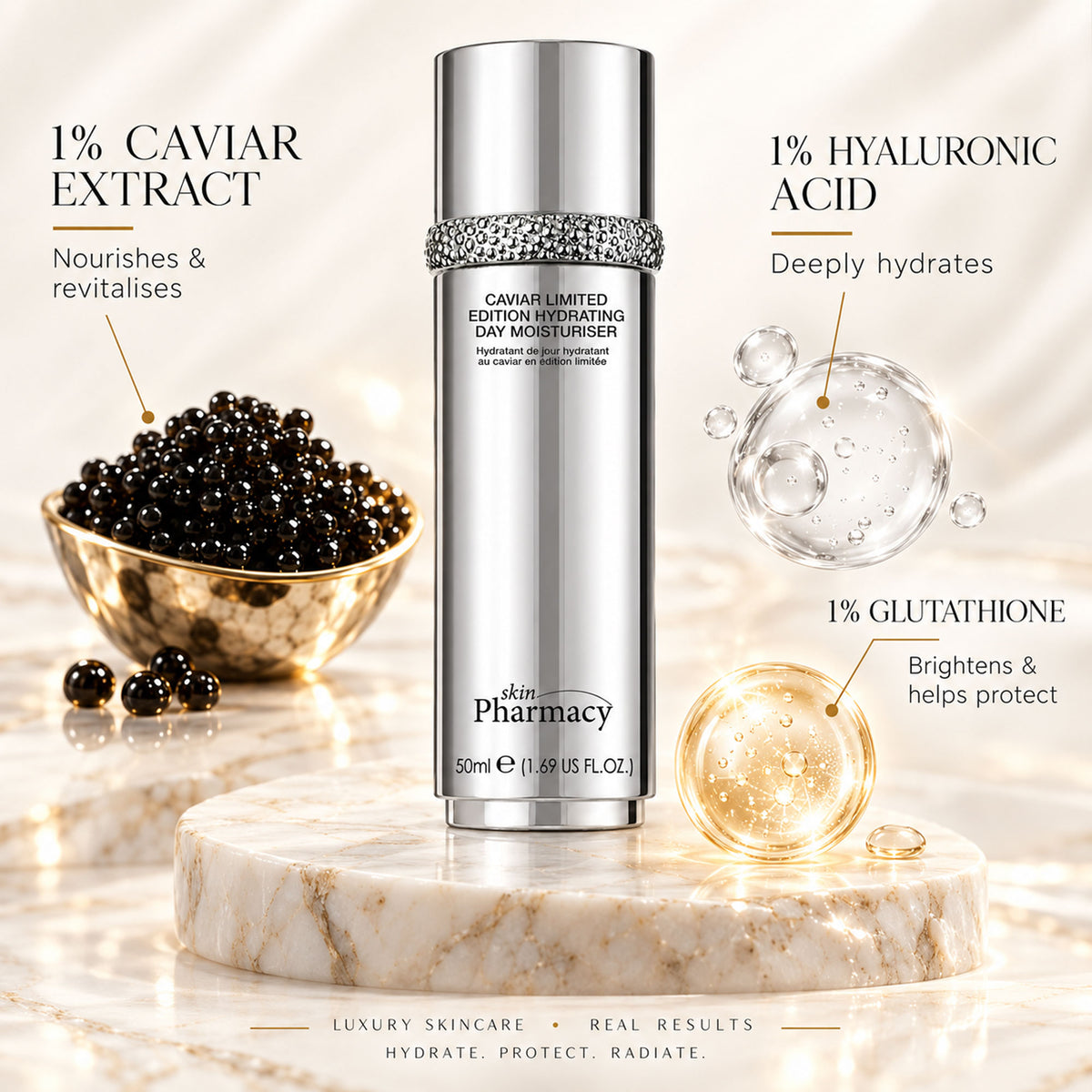 1% Caviar Limited Edition Hydrating Anti-Ageing Day Moisturiser 50ml