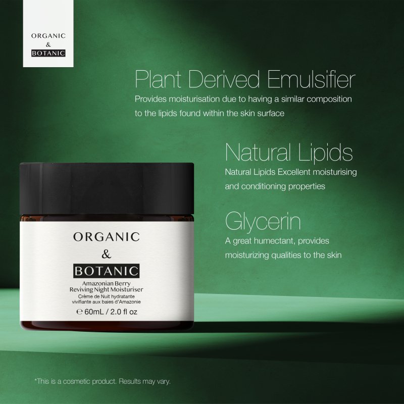 Amazonian Berry Night Moisturizer with Hyaluronic Acid & Vitamin C - 60ml - Deeply Hydrating, Anti-Aging Formula for Younger-Looking Skin - skinChemists