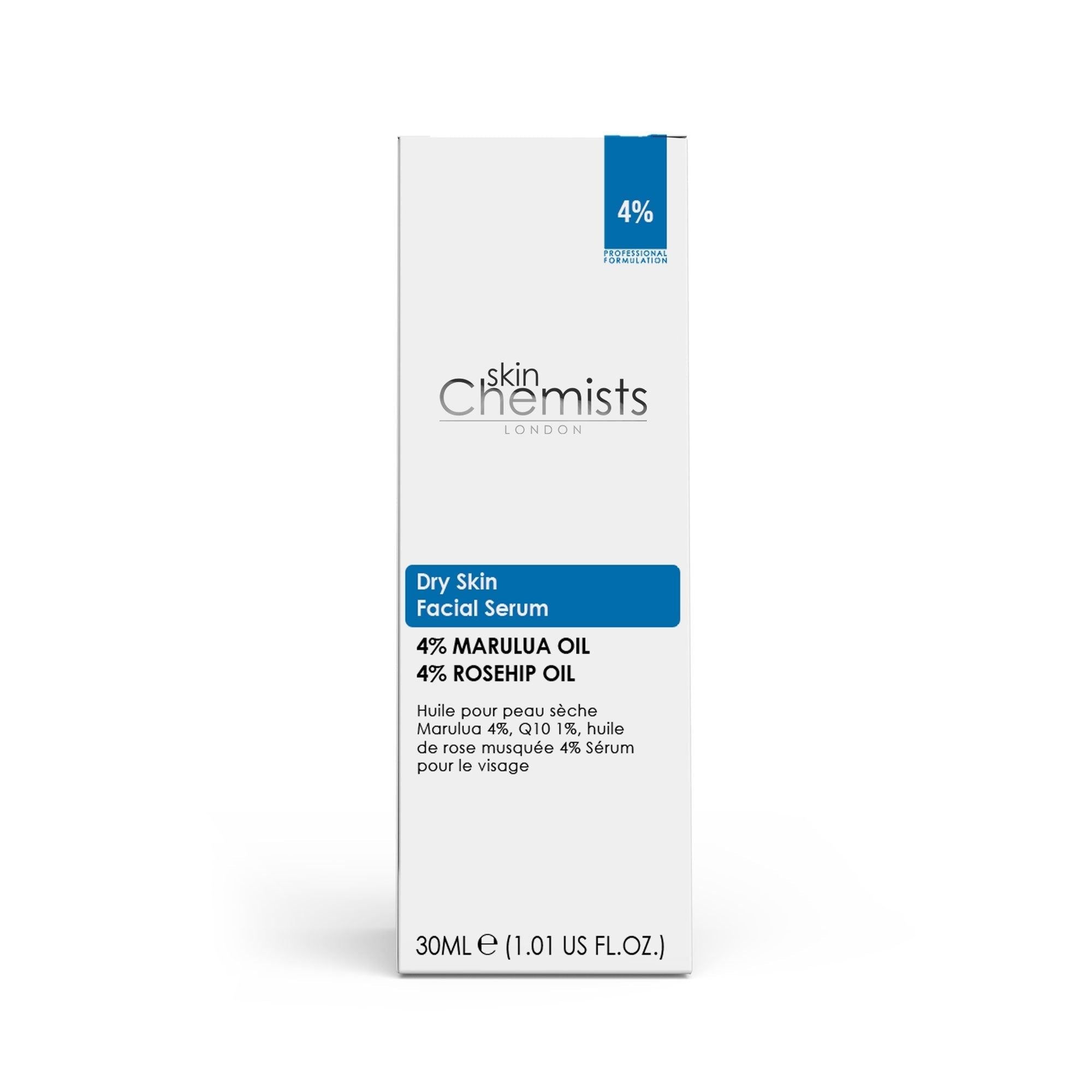 skinChemists Dry Skin Marulua Oil 4%, Q10 1%, Rosehip Oil 4% 30ml Facial Serum 30ml