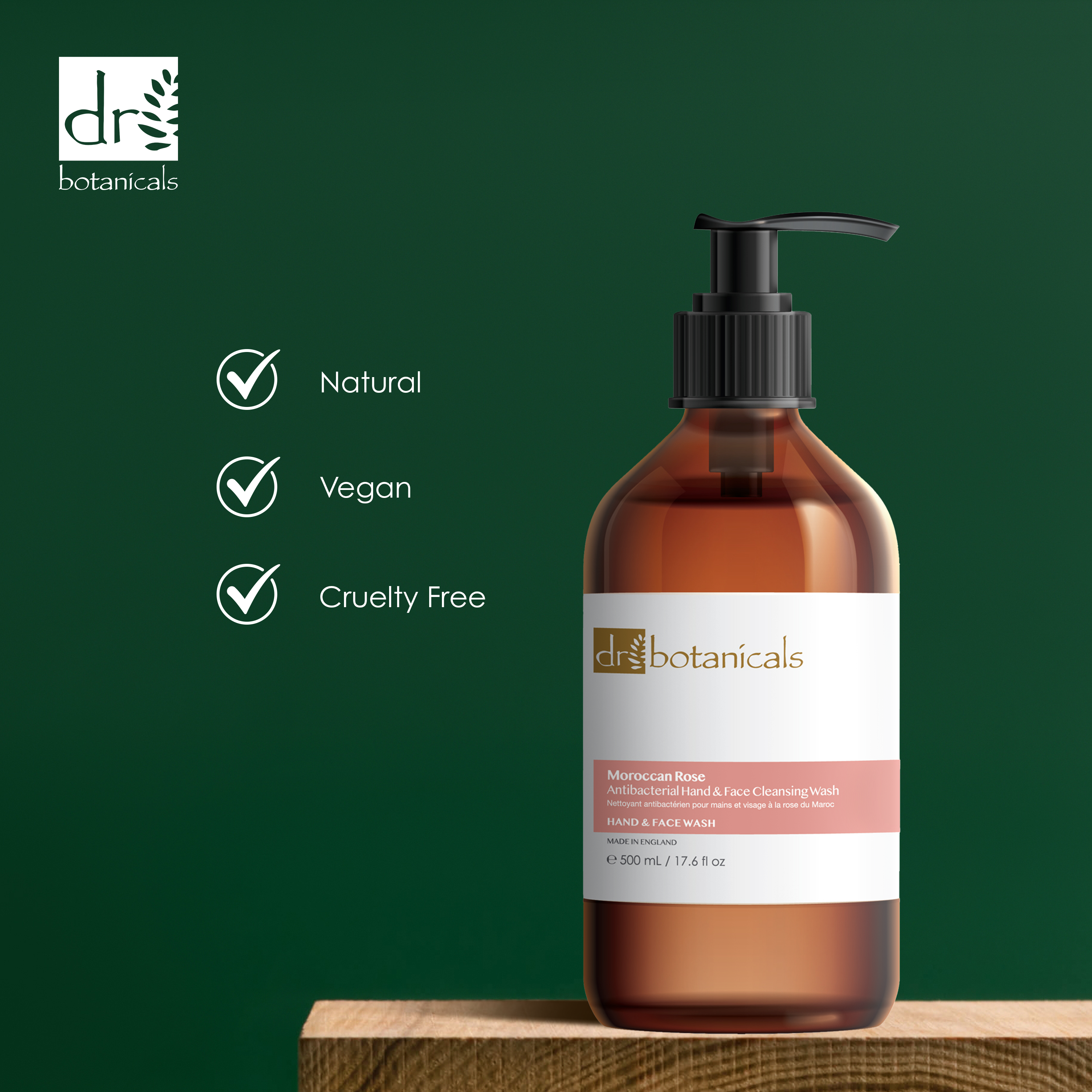 Dr Botanicals Moroccan Rose Hand & Face Cleansing Wash 500ml Twin Value Savings Pack - skinChemists