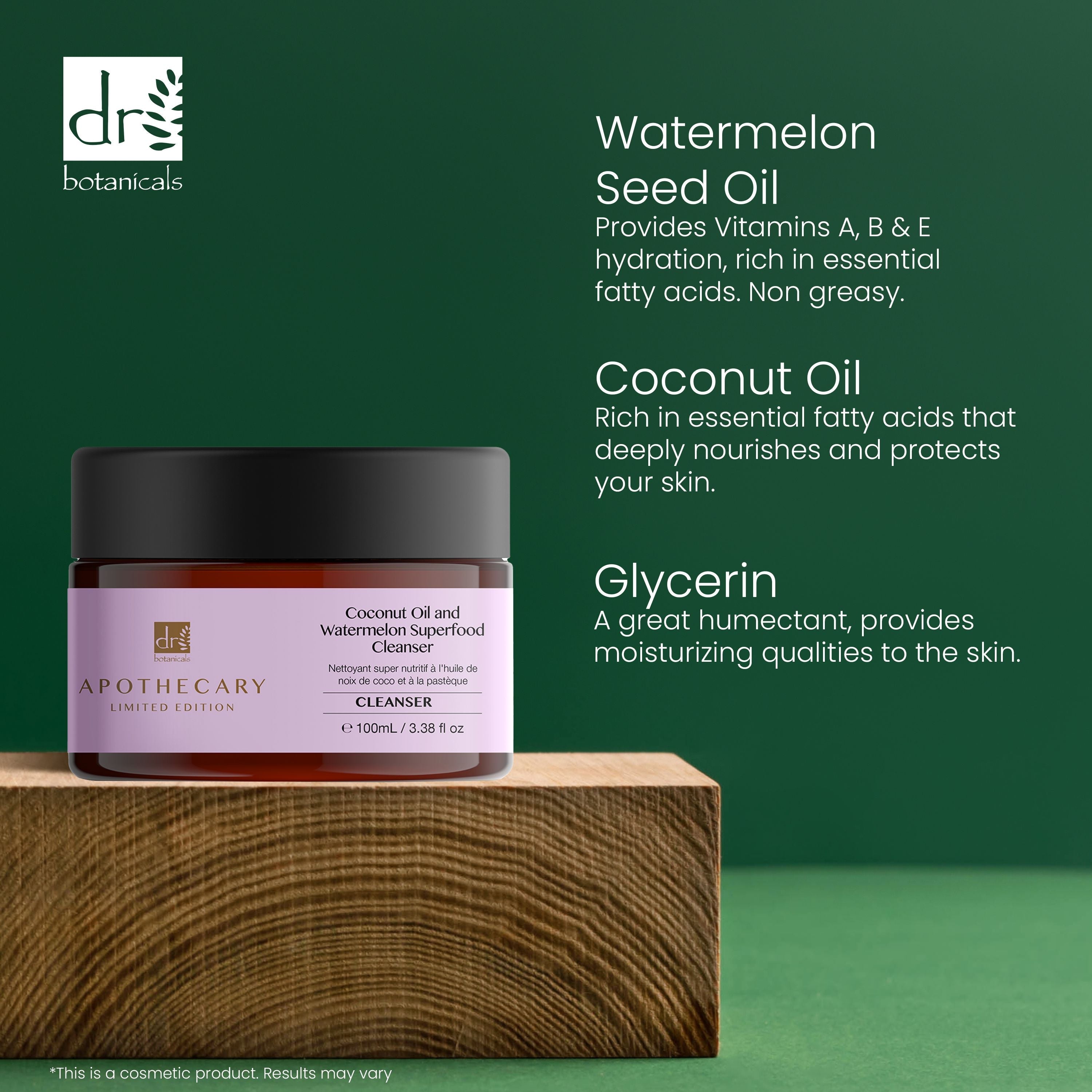 Dr Botanicals Coconut Oil & Watermelon Superfood Cleanser 100ml Twin Value Savings Pack - skinChemists