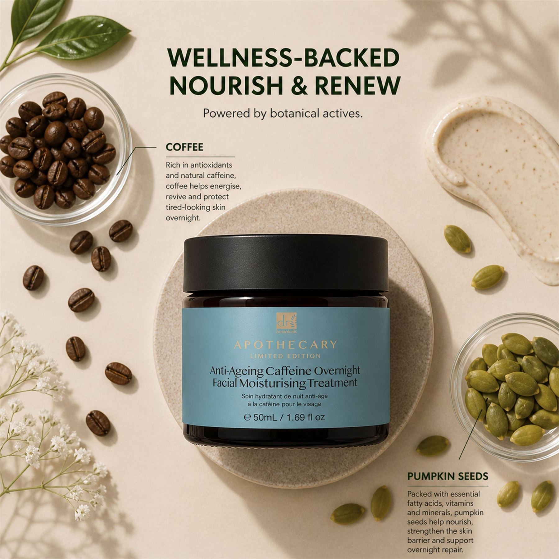 Anti-Ageing Caffeine Overnight Facial Moisturising Treatment 50ml - skinChemists