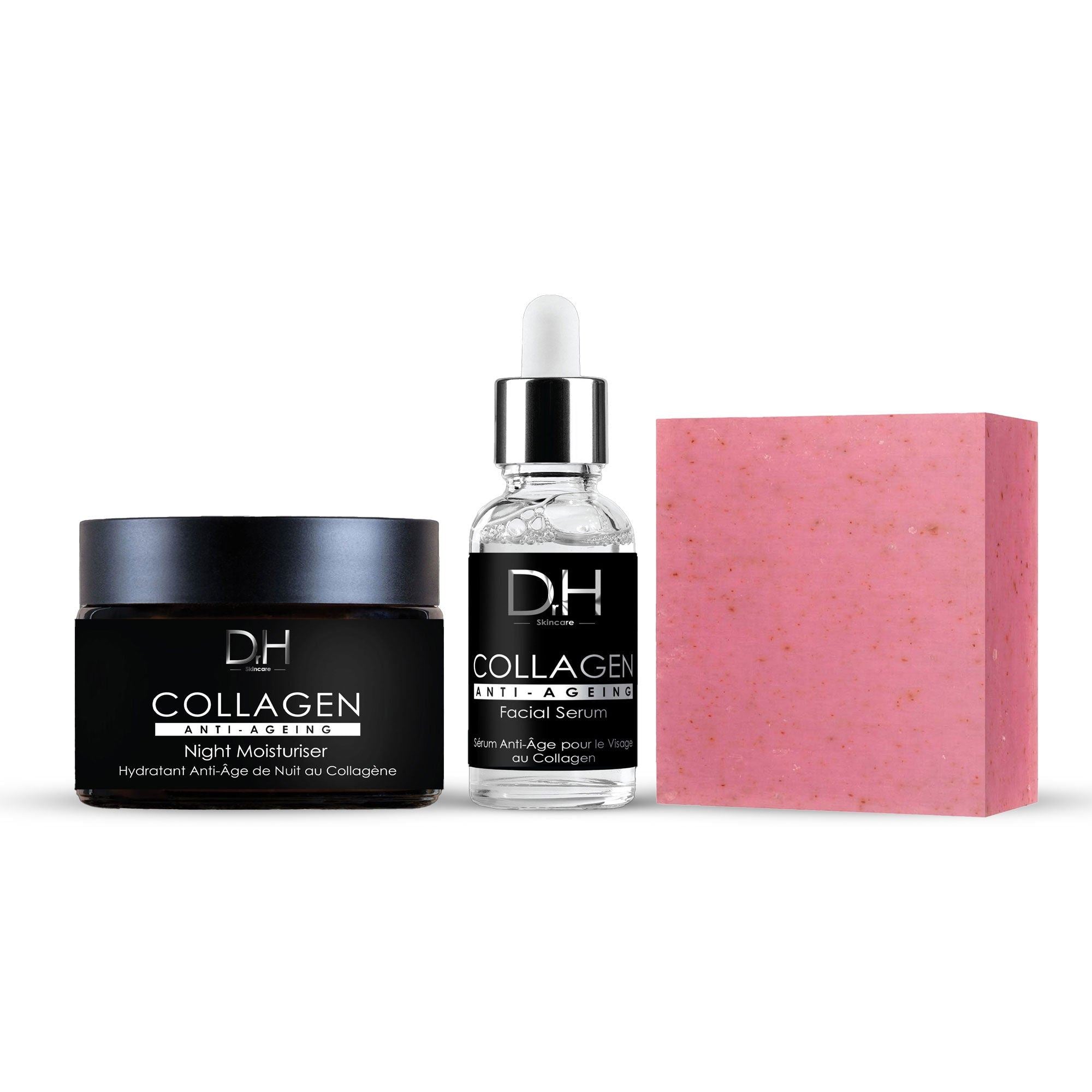 Dr H Collagen Night Moisturiser+ Facial Serum + Cleansing Bar - skinChemists