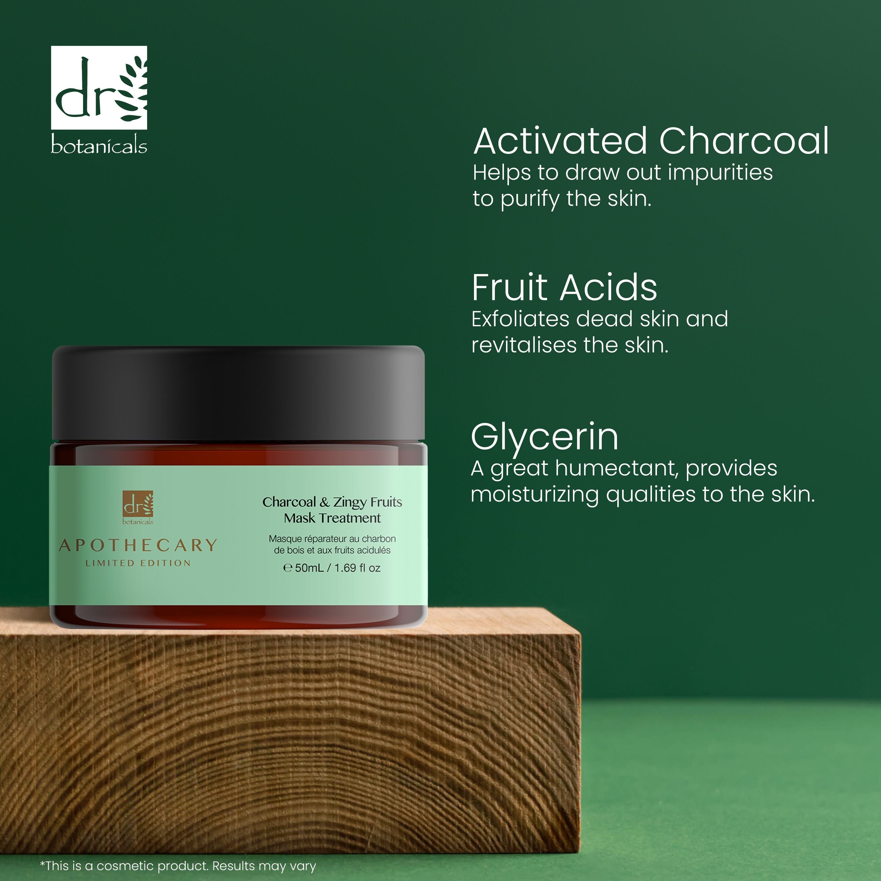 Dr Botanicals Charcoal & Zingy Fruits Treatment Mask 50ml Twin Value Savings Pack - skinChemists