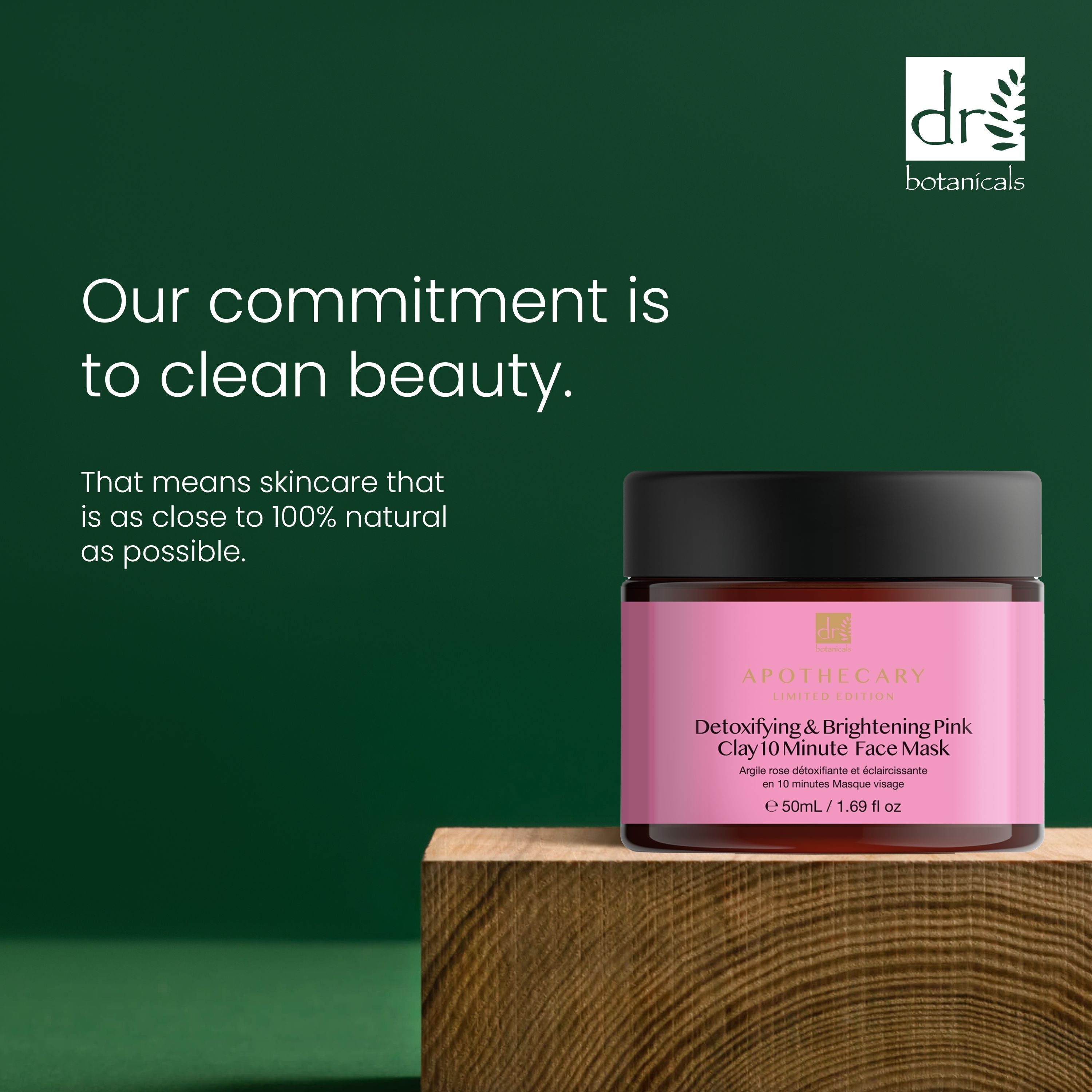Dr Botanicals Detoxifying & Brightening Pink Clay 10 Minute Face Mask 50ml Twin Value Savings Pack - skinChemists