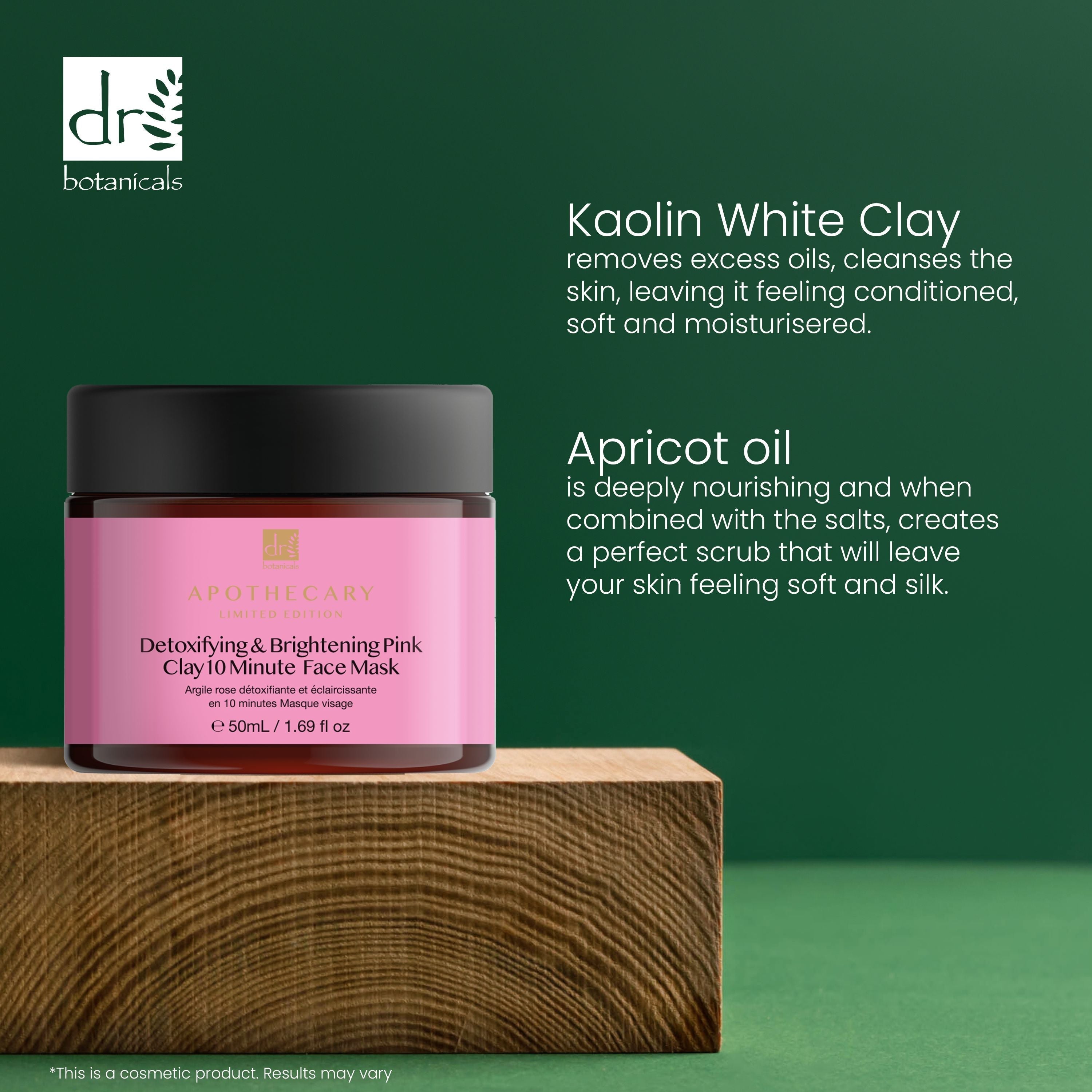 Dr Botanicals Detoxifying & Brightening Pink Clay 10 Minute Face Mask 50ml Twin Value Savings Pack - skinChemists