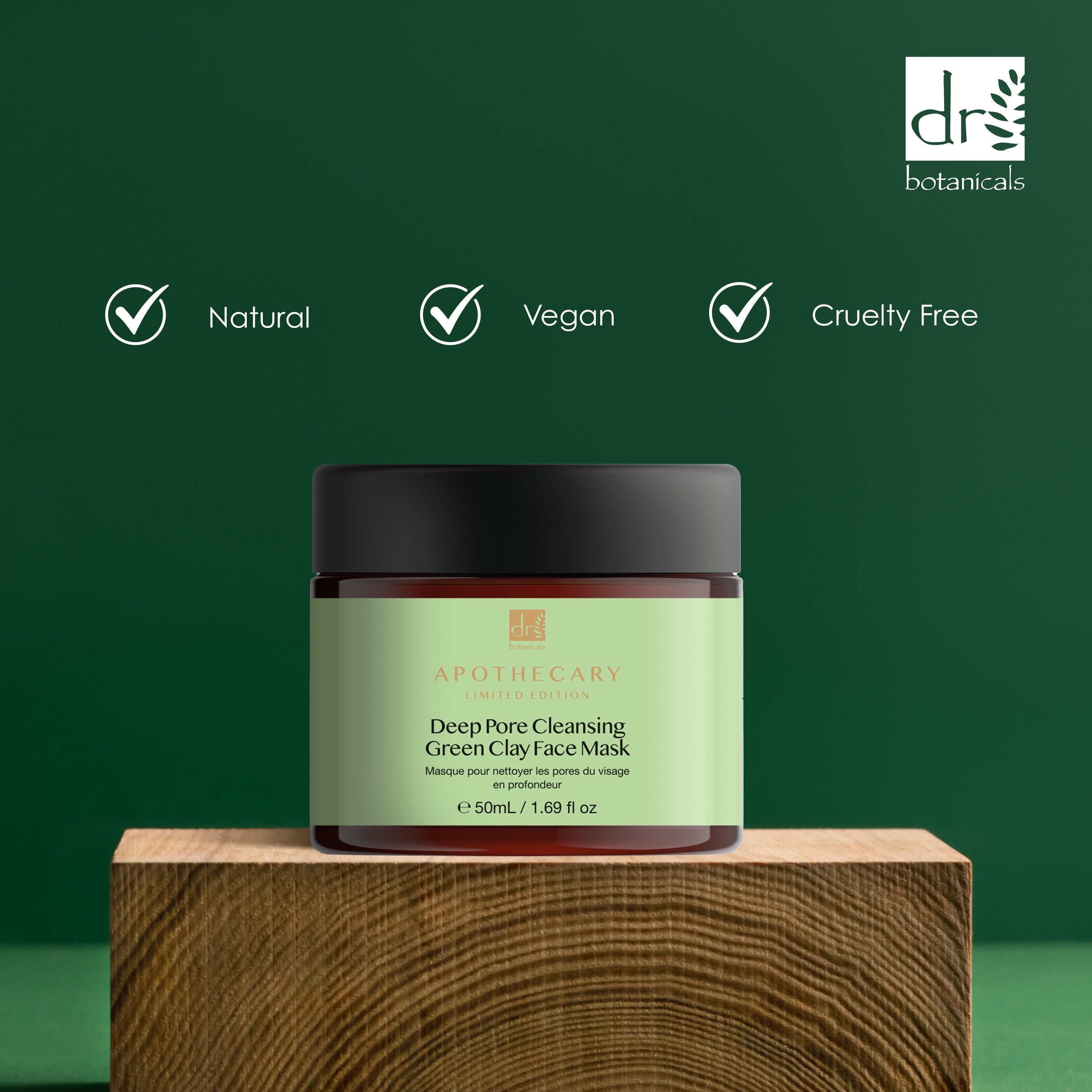 Dr Botanicals Deep Pore Cleansing Green Clay Face Mask 50ml Twin Value Savings Pack - skinChemists