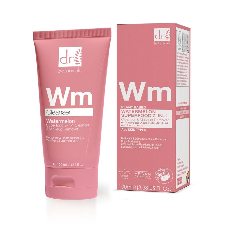 Watermelon Superfood 2-in-1 Cleanser & Makeup Remover with Glycolic Acid, Salicylic Acid and Lactic Acid 100ml - skinChemists