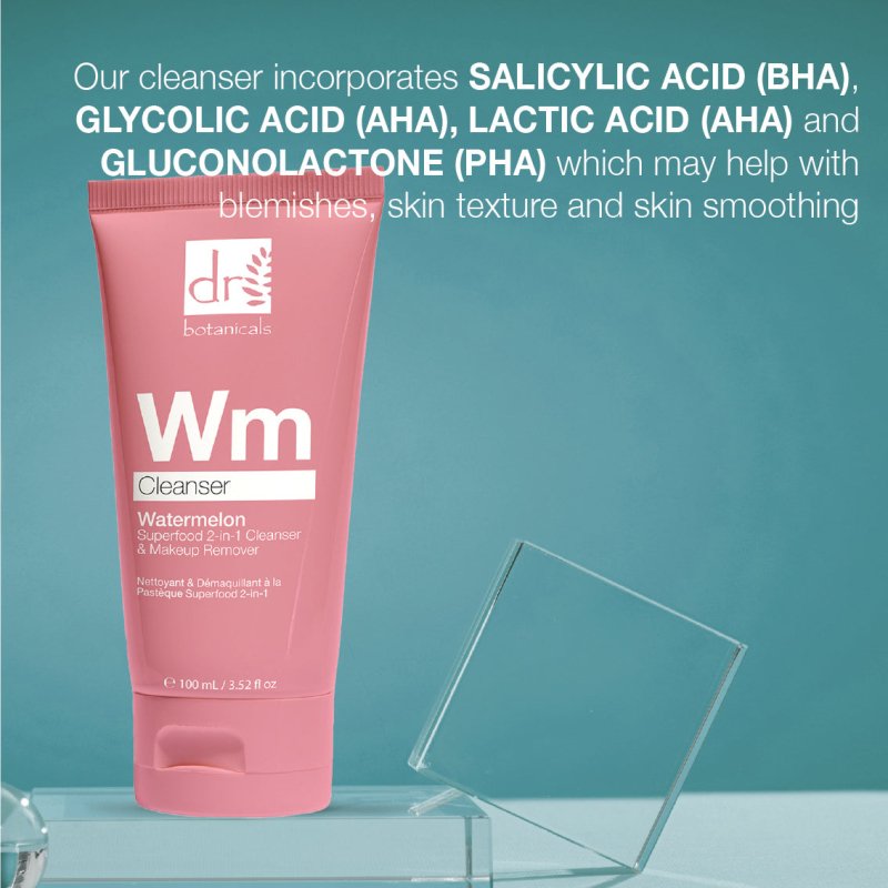 Watermelon Superfood 2-in-1 Cleanser & Makeup Remover with Glycolic Acid, Salicylic Acid and Lactic Acid 100ml - skinChemists